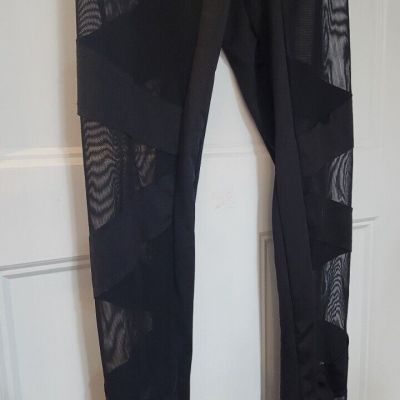 womens sheer leggings black size medium